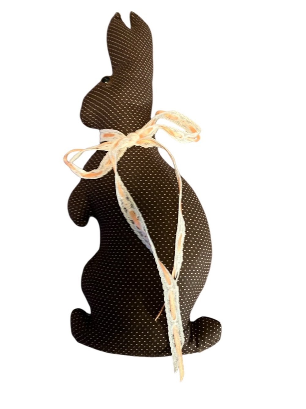 Handmade Brown Polka Dot Bunny Plush Accent